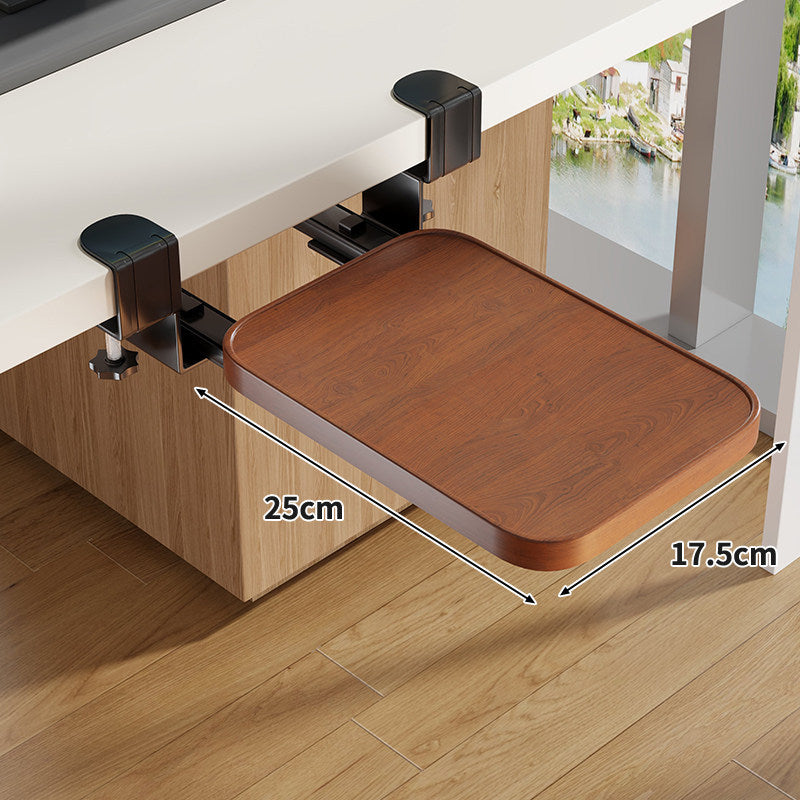 Under-Desk Slide-Out Keyboard Tray Clamp Mount with Ergonomic Wooden Platform