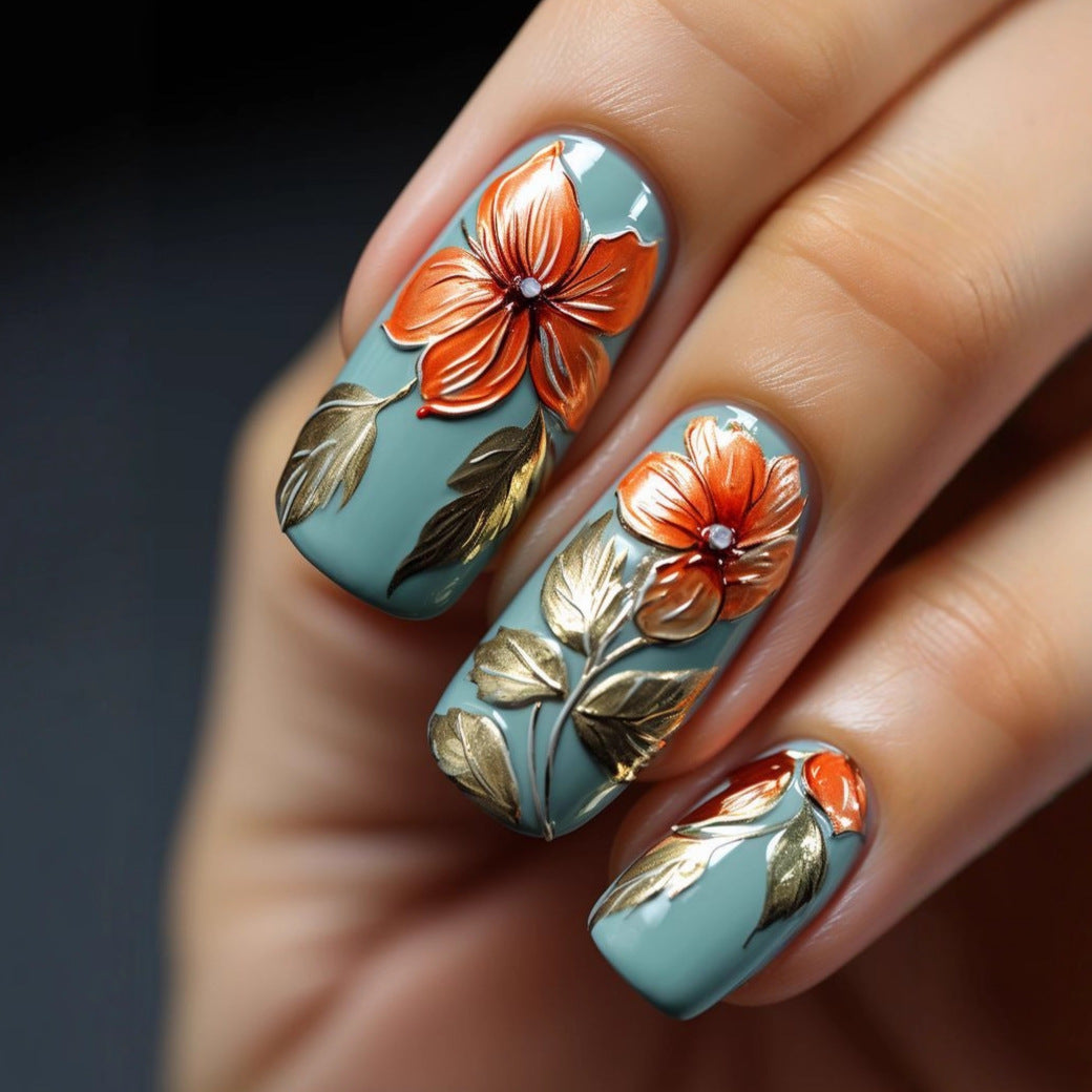 Artificial nails with elegant 3D flower design Kalsten