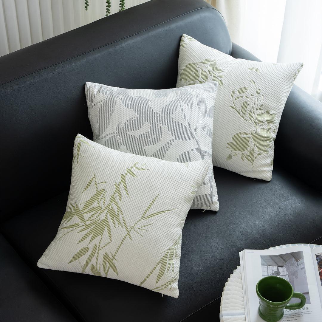 Jacquard pillowcase with textured waffle weave and delicate leaf pattern Kalsten