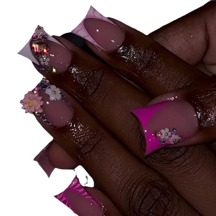 Decorative Floral Acrylic Nail Art Extensions Kalsten