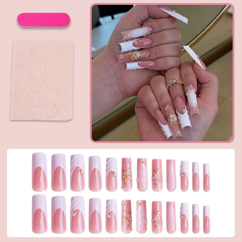 Acrylic nail set with elegant floral designs Kalsten