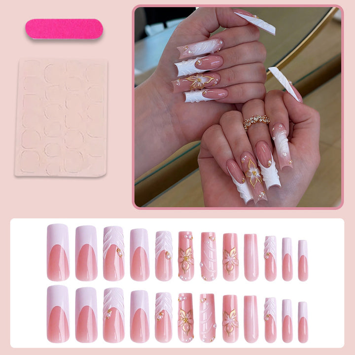 Acrylic nail set with elegant floral designs Kalsten