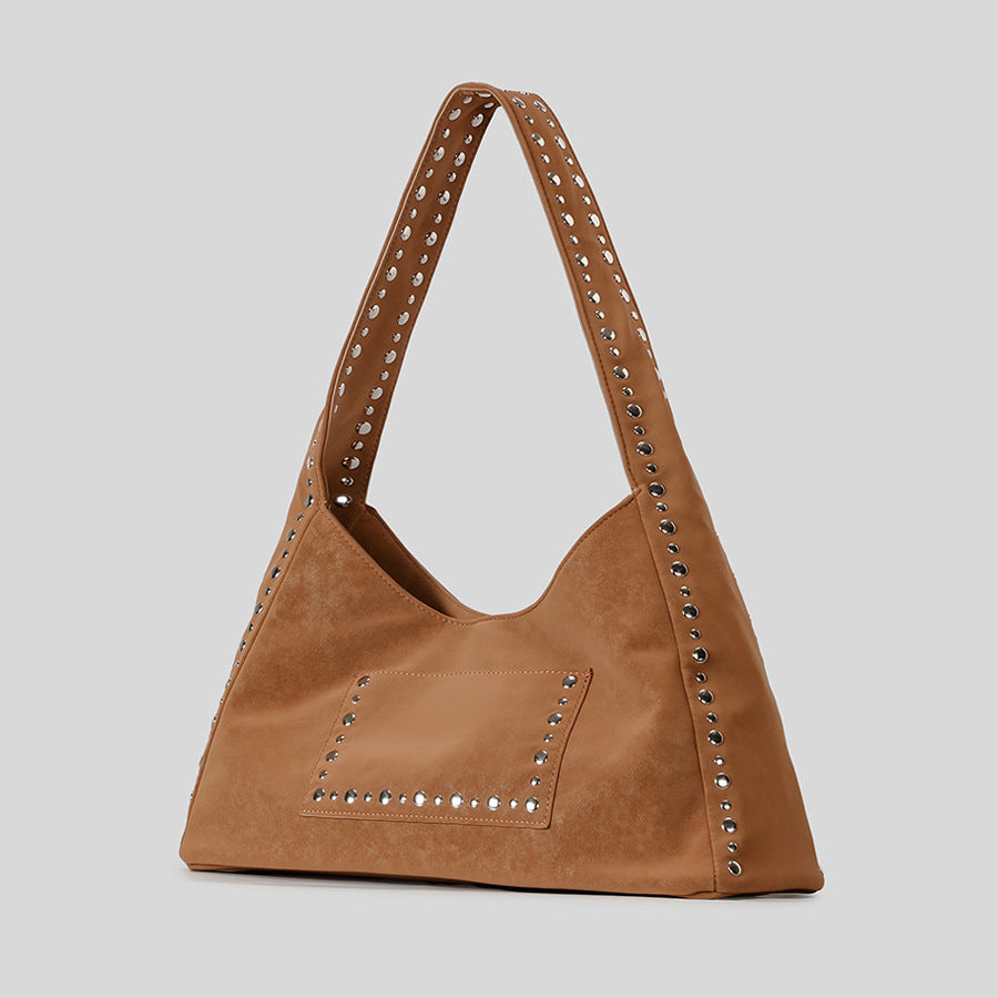 Studded Suede Hobo Bag