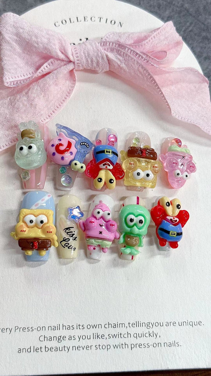 Whimsical Character 3D Press-On Nail Set