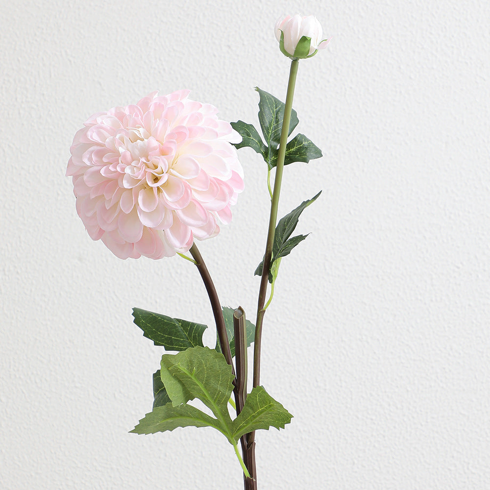 Artificial dahlia flower branch with realistic texture