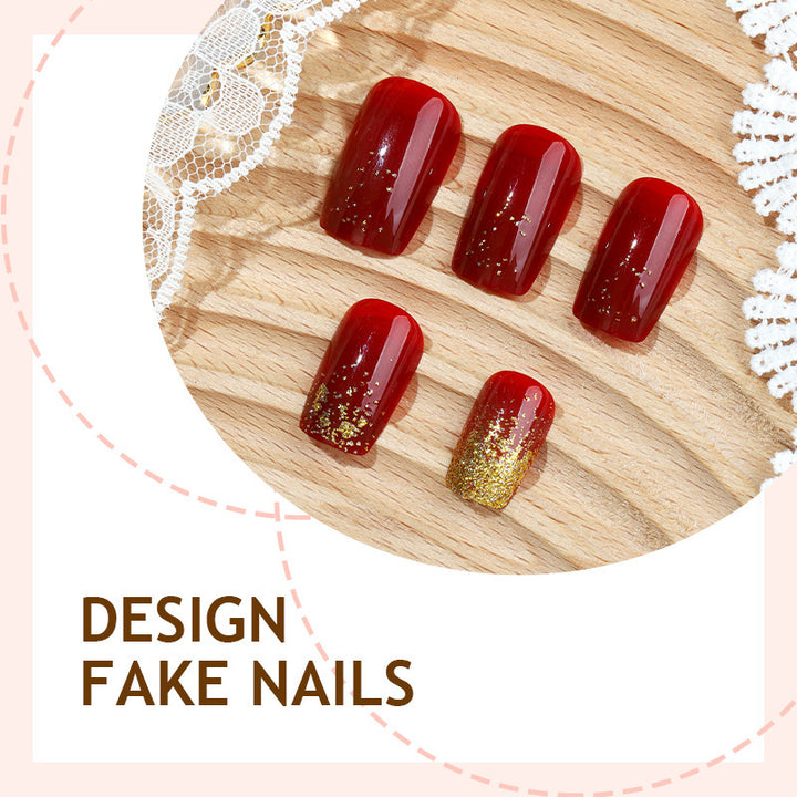 Acrylic nail set with sparkling accents and festive design Kalsten