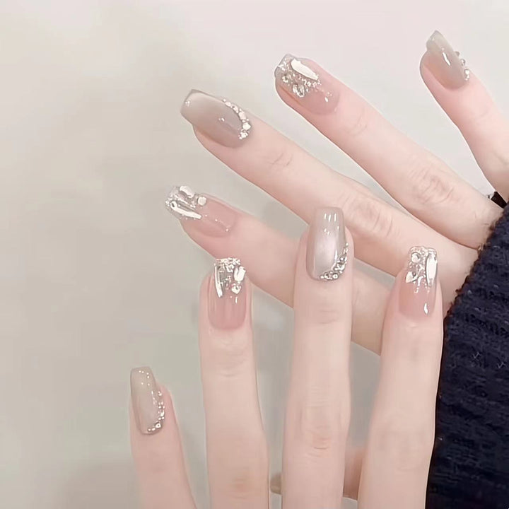 Glamorous Rhinestone-Accented Press-On Nails Kalsten