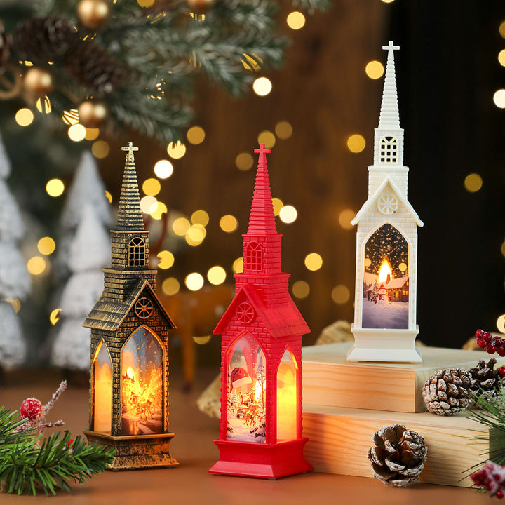 LED Decorative Christmas Village Church Figurine Kalsten