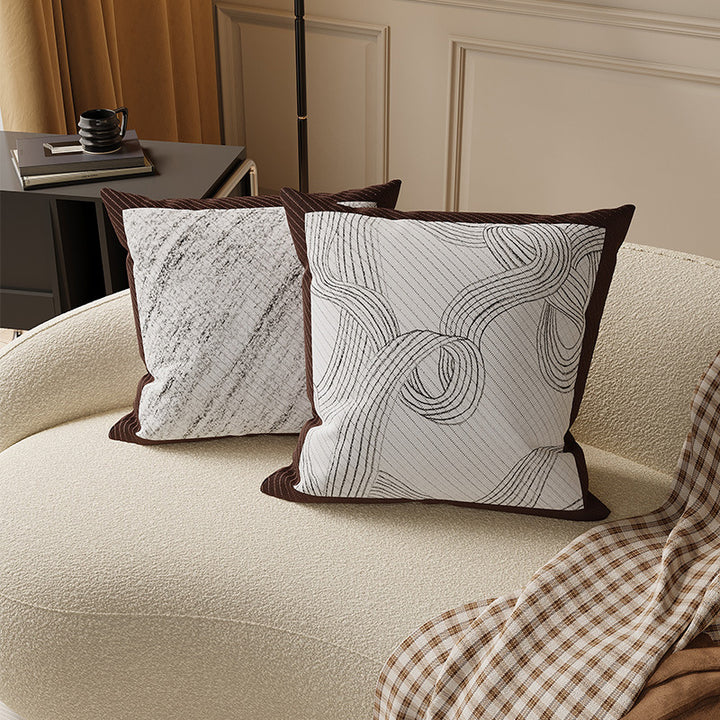Textured Abstract Brushstroke Cotton-Linen Square Throw Pillow Cover with Hidden Zipper