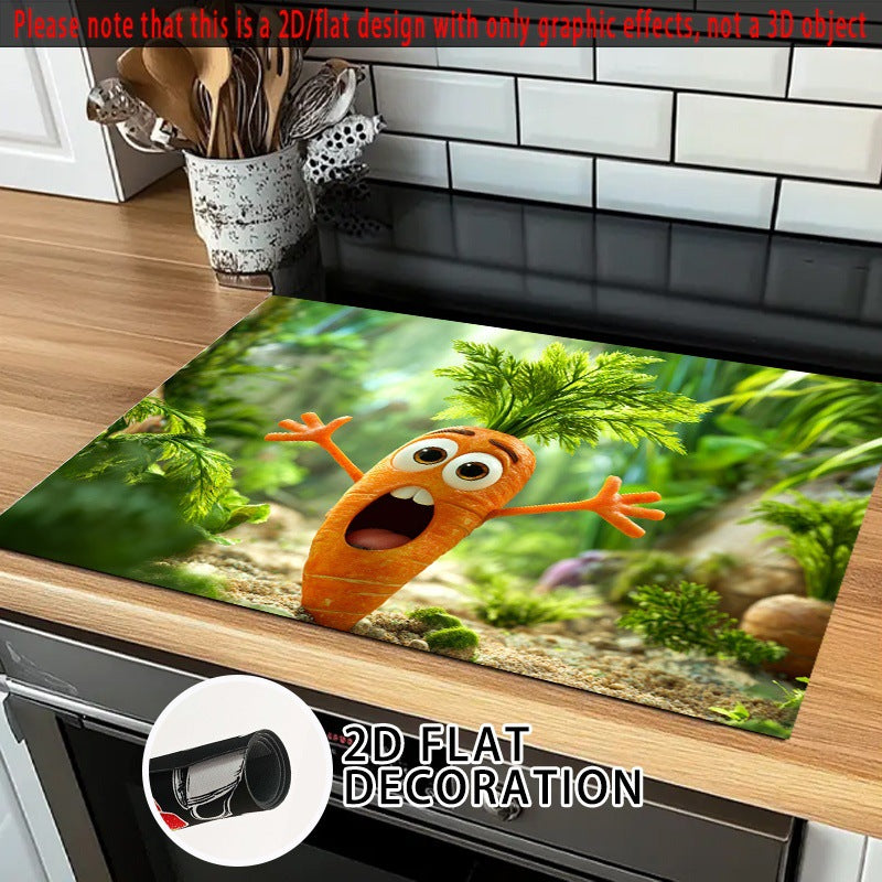 Playful Vegetable-Themed Kitchen Mat