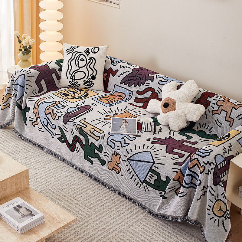Cozy Cartoon-Themed Sofa Throw Blanket