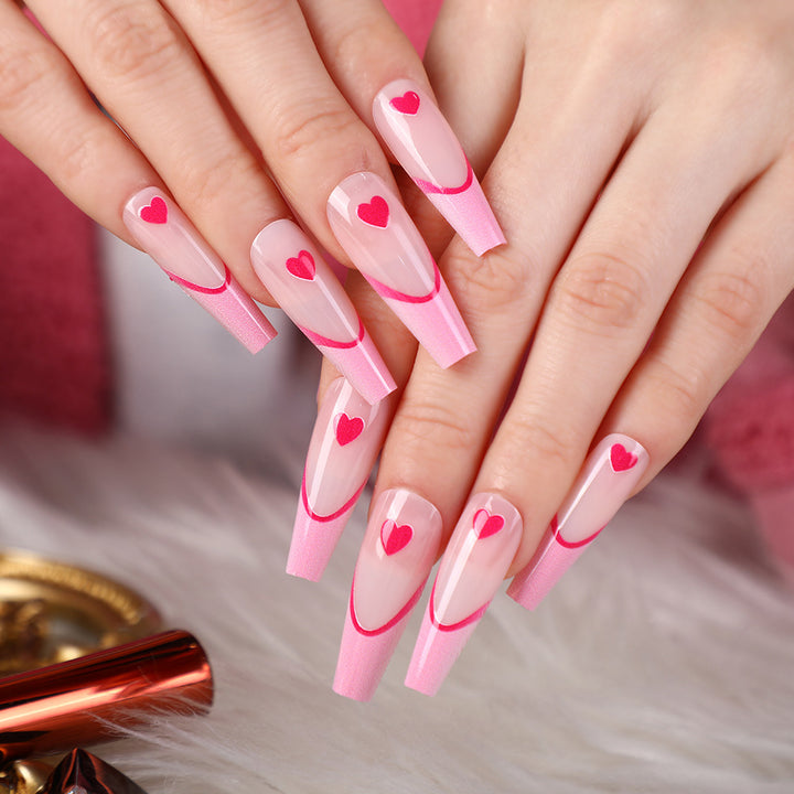 Artificial nails with romantic heart design Kalsten