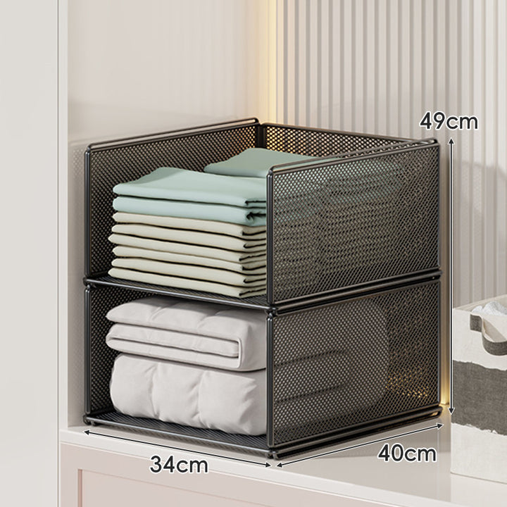 Perforated Steel Fabric Storage Basket with Raised Sliding Base