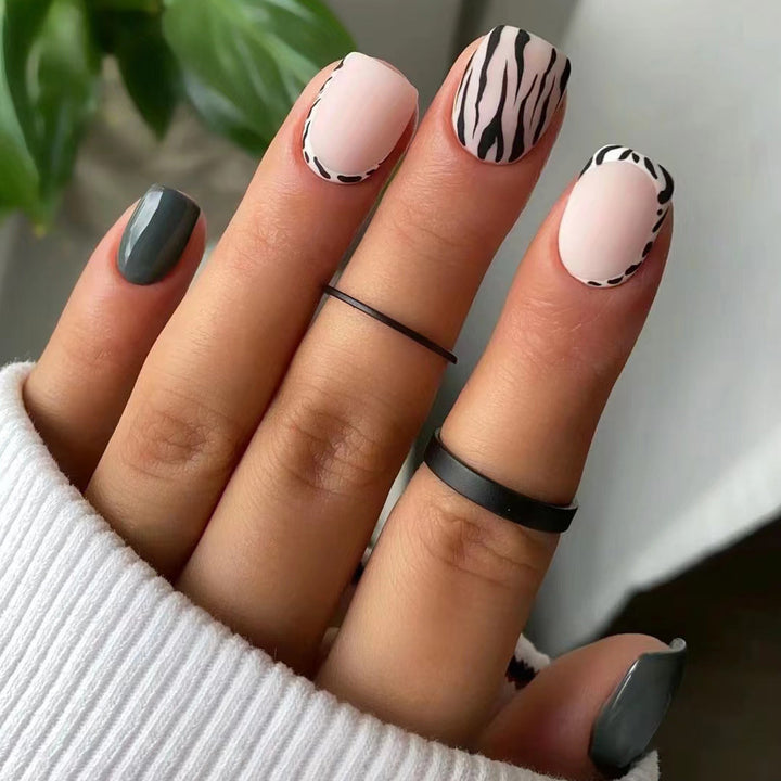 Artistic Nail Art Set with Geometric Patterns