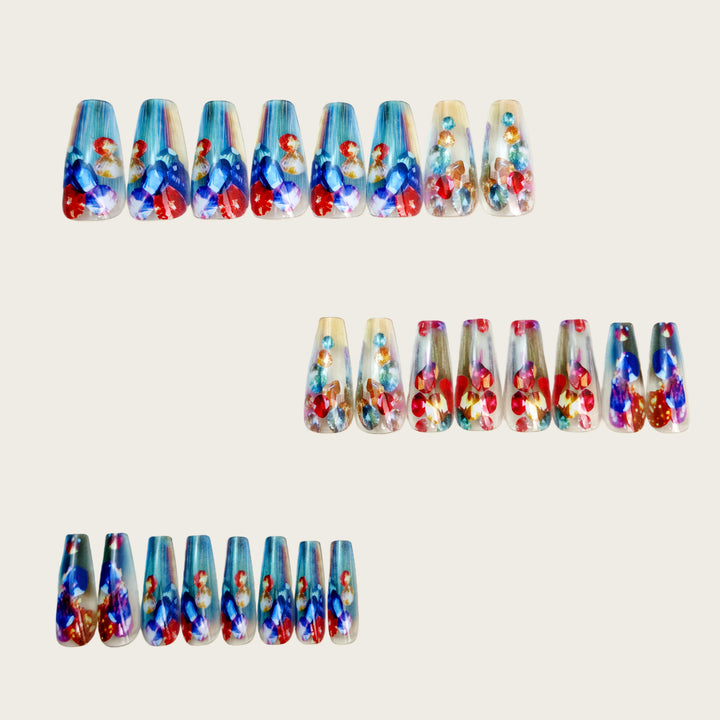 Artificial nails with sparkling crystal decorations Kalsten