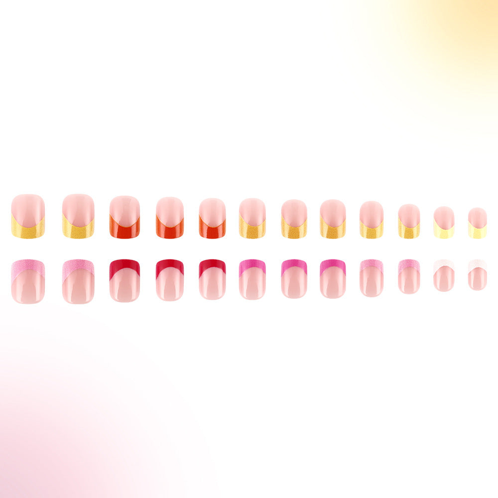 Colorful Ombre French Tip Press-On Nails Kalsten