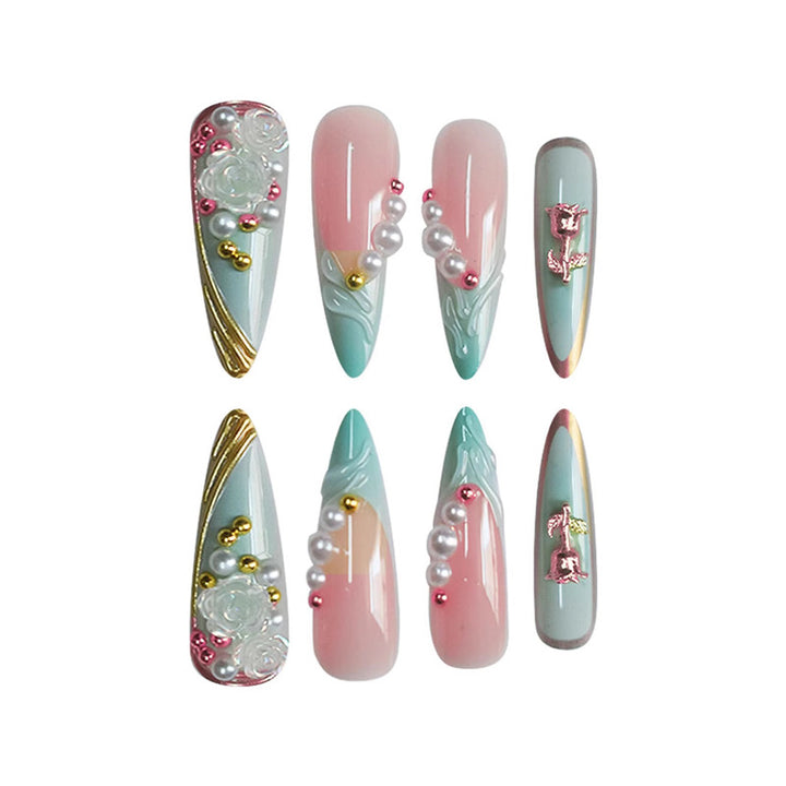 Decorative Long Stiletto Press-On Nail Art Kalsten