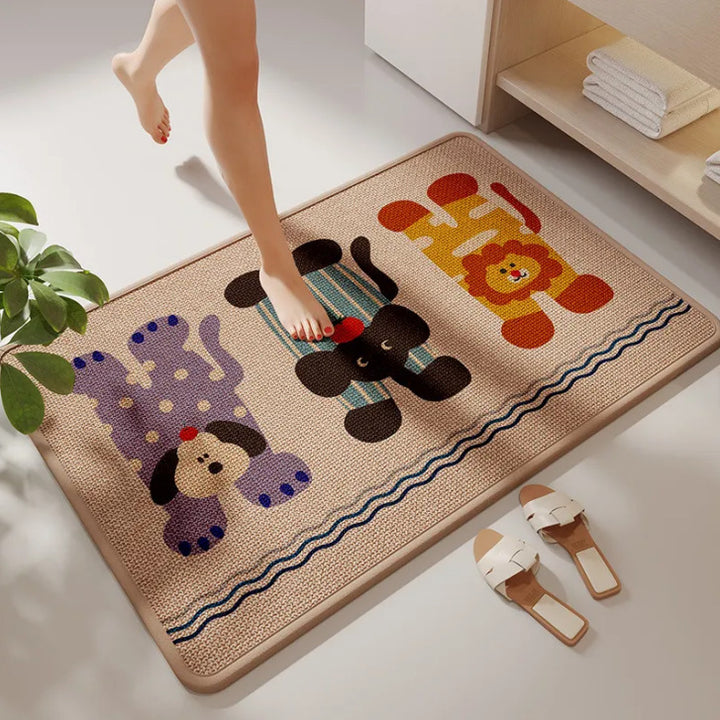 Playful Animal-Themed Bath Mat