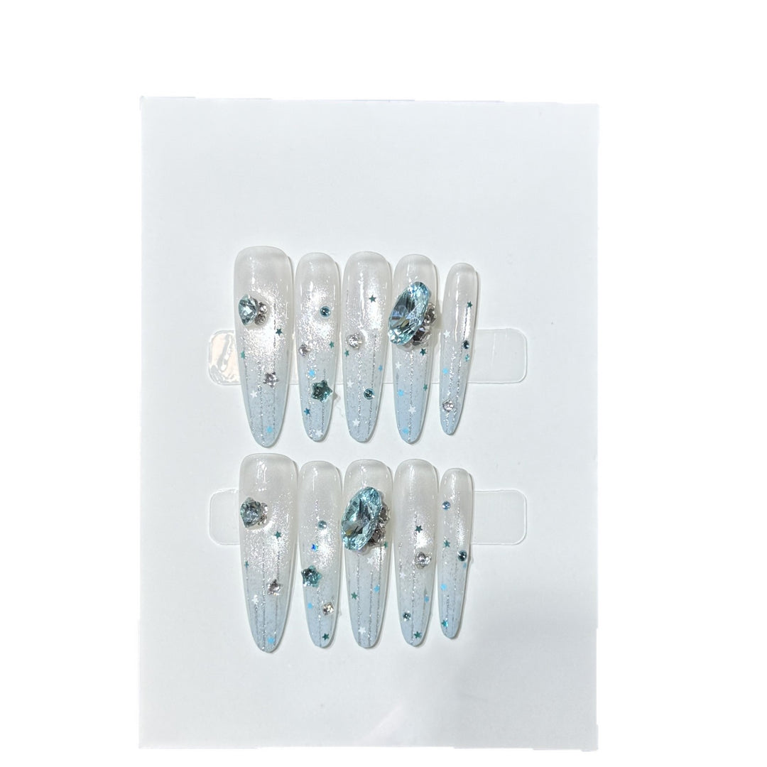 Glamorous Crystal Embellished Press-On Nails Kalsten