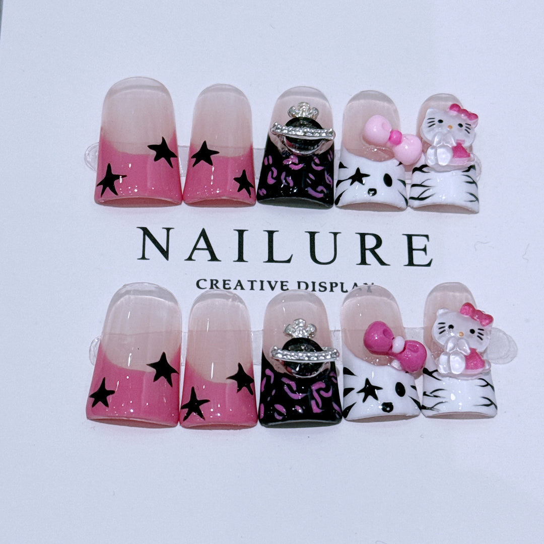 Decorative Character-Themed Press-On Nail Art Set