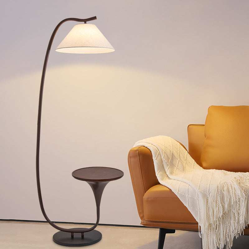 Modern Floor Lamp with Integrated Side Table