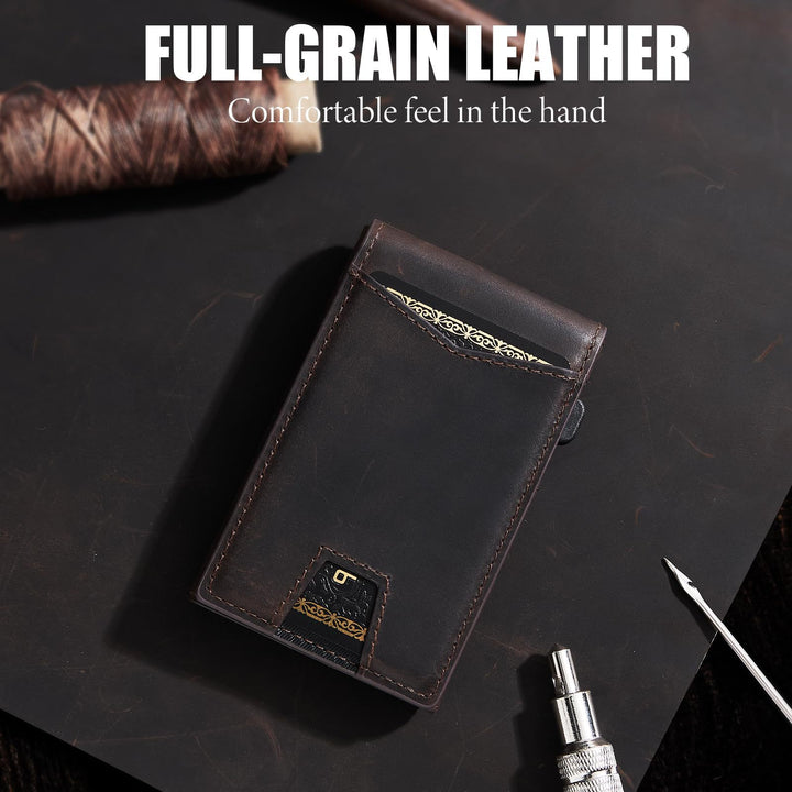 RFID-Blocking Leather Wallet with Money Clip Kalsten