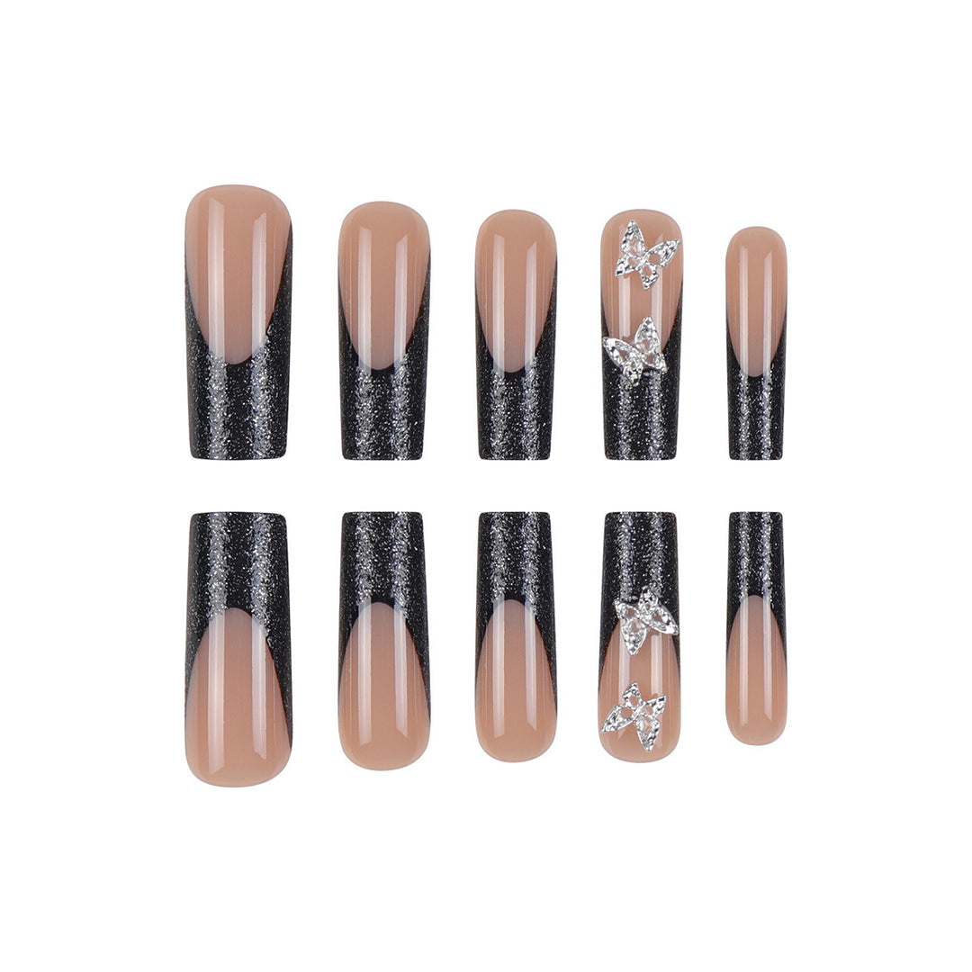 Elegant Butterfly Design Long Stiletto Nail Extensions Kalsten