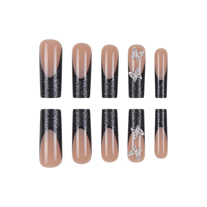 Elegant Butterfly Design Long Stiletto Nail Extensions Kalsten