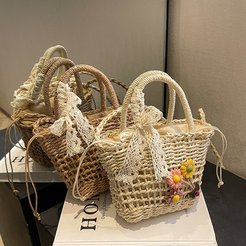 Handcrafted Floral Embroidered Woven Tote Bag