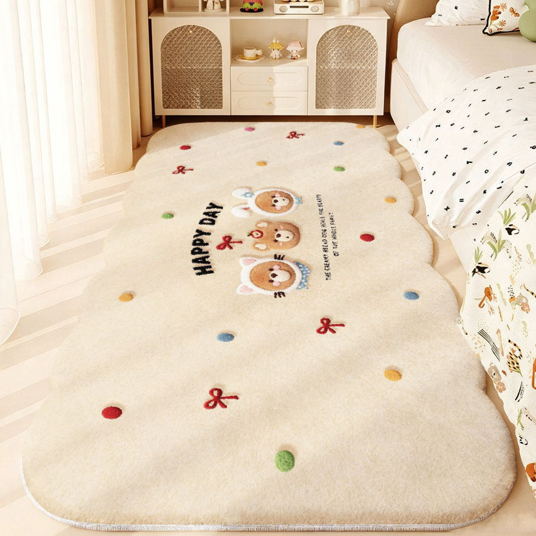 Plush Playful Bunny and Mushroom Area Rug