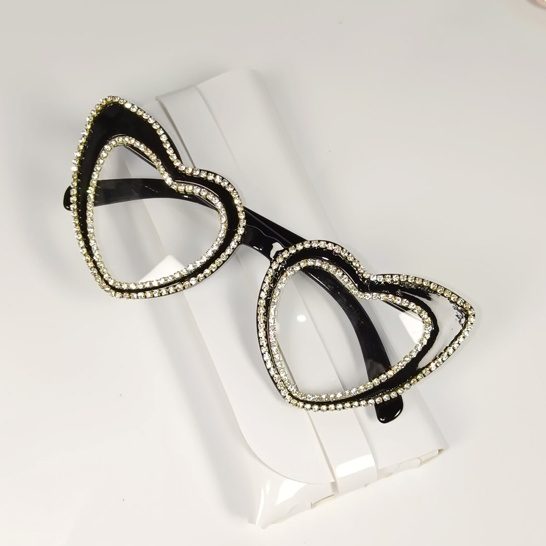 Rhinestone-Embellished Heart-Shaped Sunglasses Kalsten