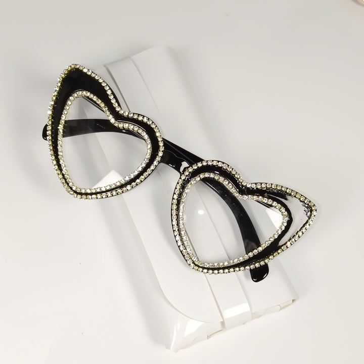 Rhinestone-Embellished Heart-Shaped Sunglasses Kalsten