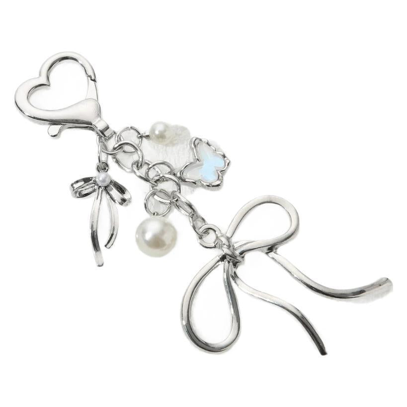 Decorative Heart and Bow Charm Keychain Kalsten