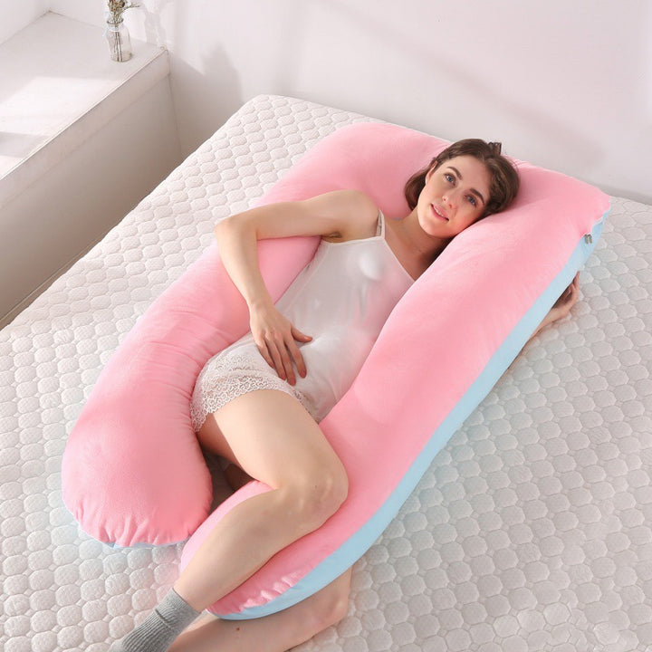Full-Body U-Shaped Maternity Support Pillow With Removable Velour Cover