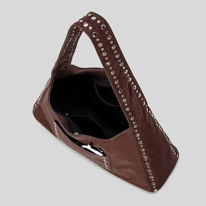Studded Suede Hobo Bag