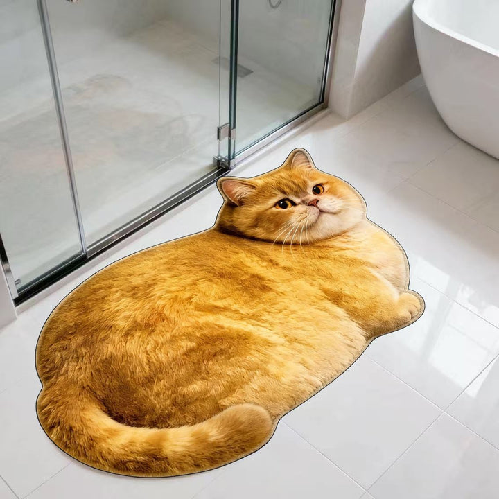 Cute Cat-Shaped Plush Bath Mat Kalsten