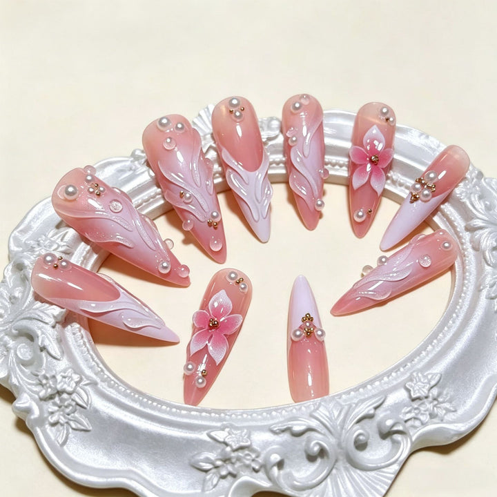 Floral Design Press-On Nail Tips Kalsten