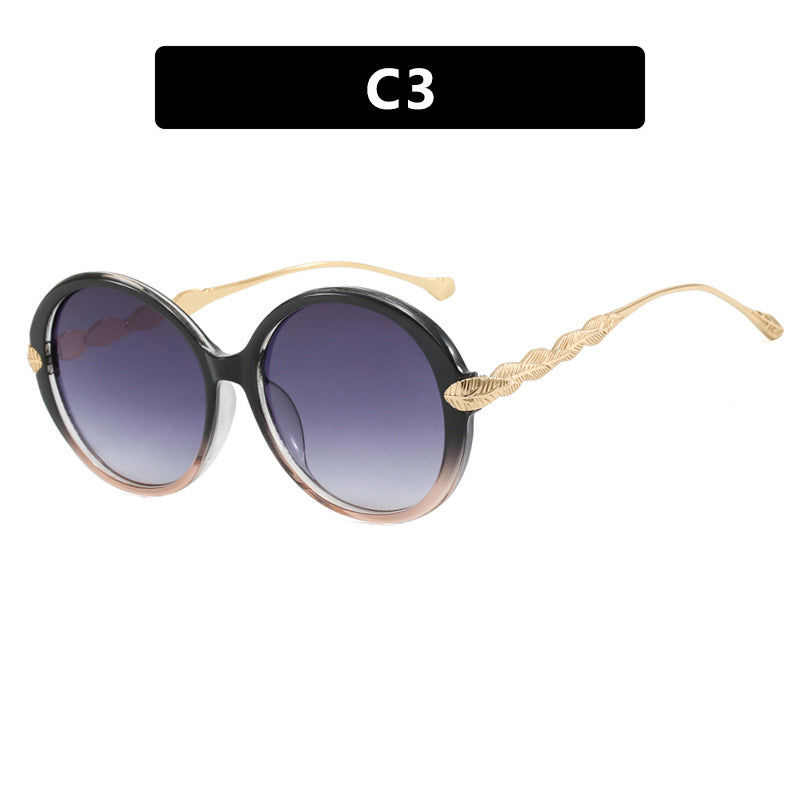 Ladies large round sunglasses with decorative metal accents Kalsten