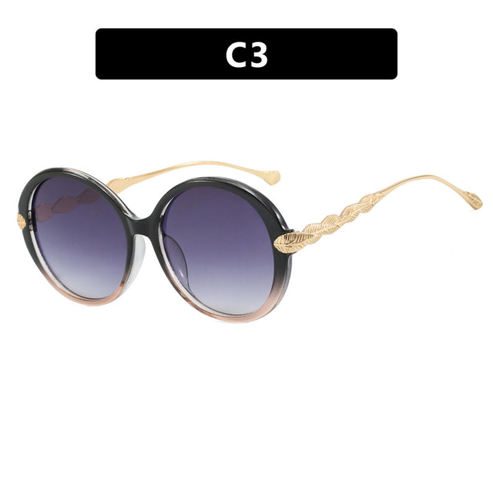 Ladies large round sunglasses with decorative metal accents Kalsten