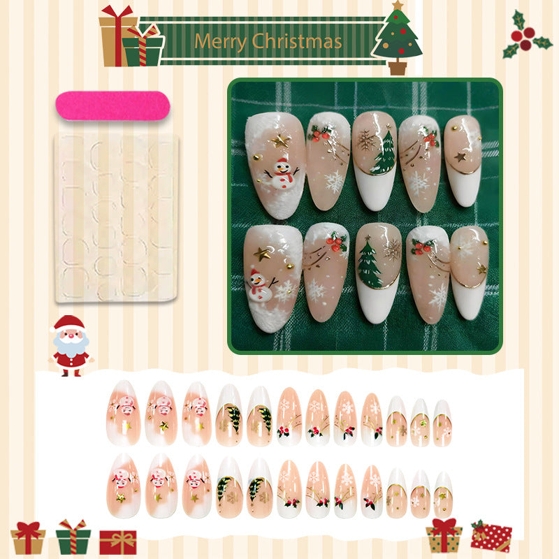 Artificial nail set with festive winter motifs and creative designs Kalsten