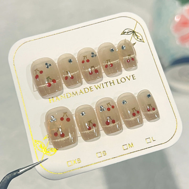 Artificial nails with cherry motif Kalsten