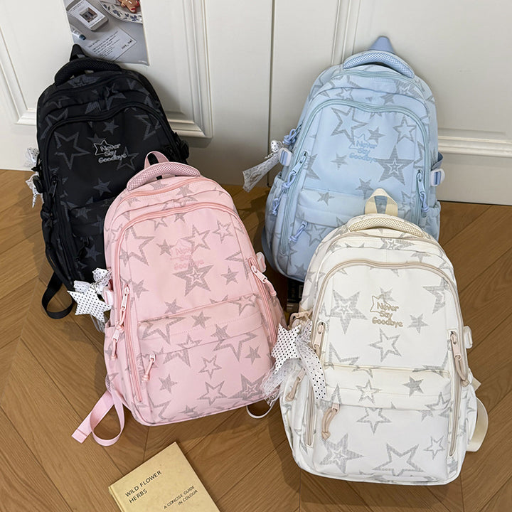 Stylish Star-Embellished School Backpack Kalsten