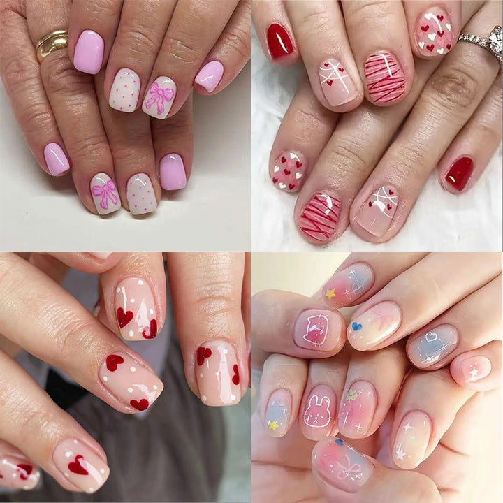 Heart-Embellished Nail Art Design Kalsten