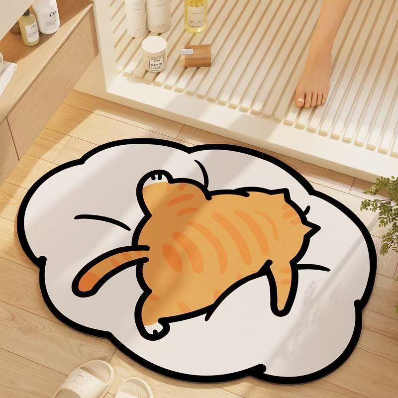 Whimsical Cat-Themed Bath Mat Kalsten