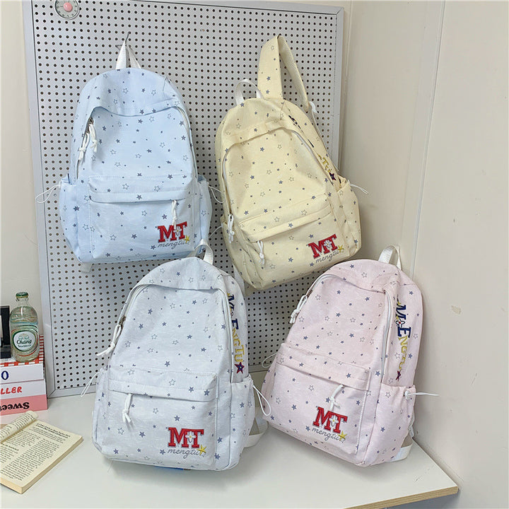 Stylish Star-Embellished Corduroy Backpack Kalsten
