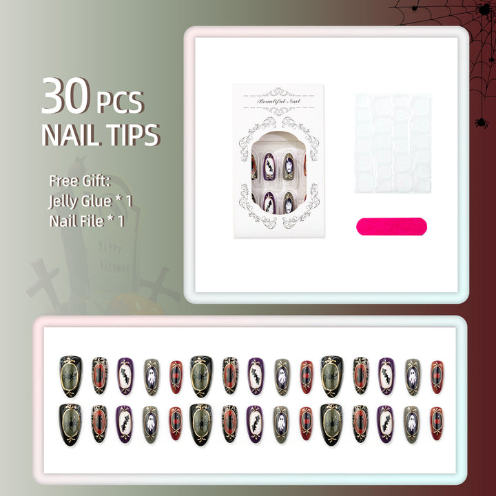 Halloween-Themed Press-On Nail Art Set 1790738757