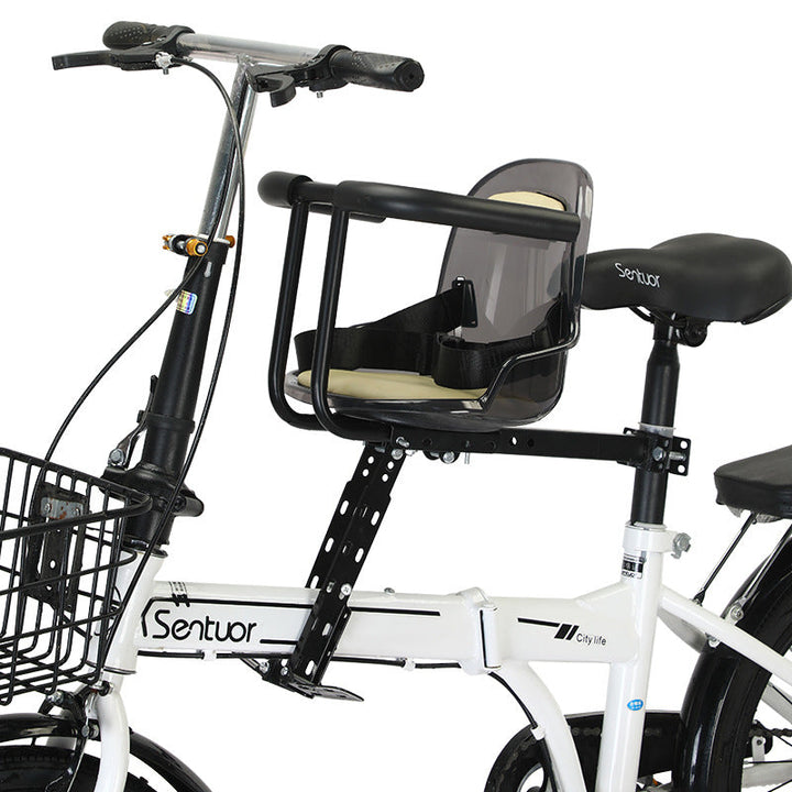 Front-Mounted Padded Child Bicycle Seat with Safety Harness and Adjustable Universal Mount Kalsten