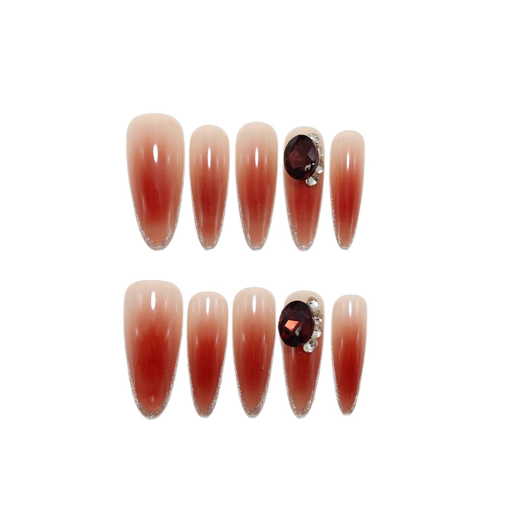 Glittering artificial nails with elegant tip design and crystal decoration Kalsten