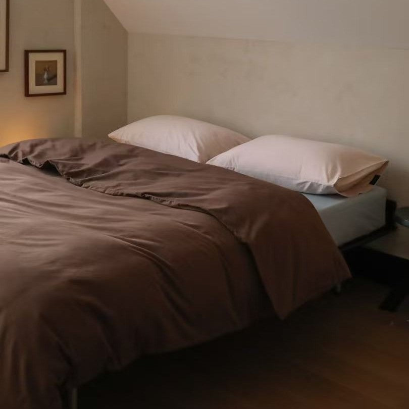 Premium cotton satin duvet cover set with fitted sheet and pillowcases
