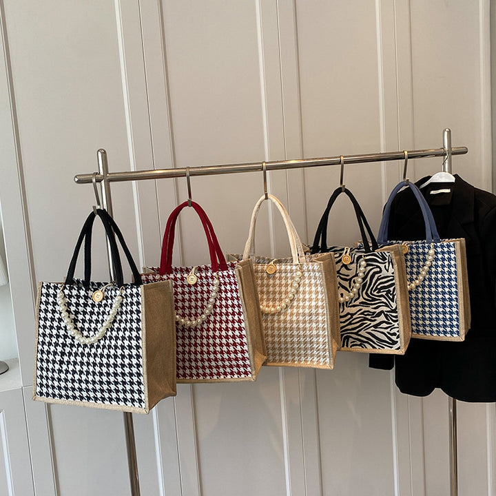 Houndstooth Patterned Tote Bag